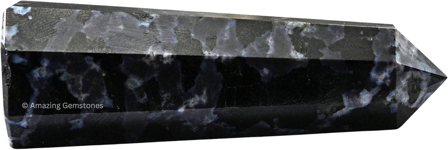 Amazing Gemstone Indigo Gabbro Crystal Towers - Natural Healing Crystal Point Obelisk for Reiki Healing and Crystal Grid (3 Inch)