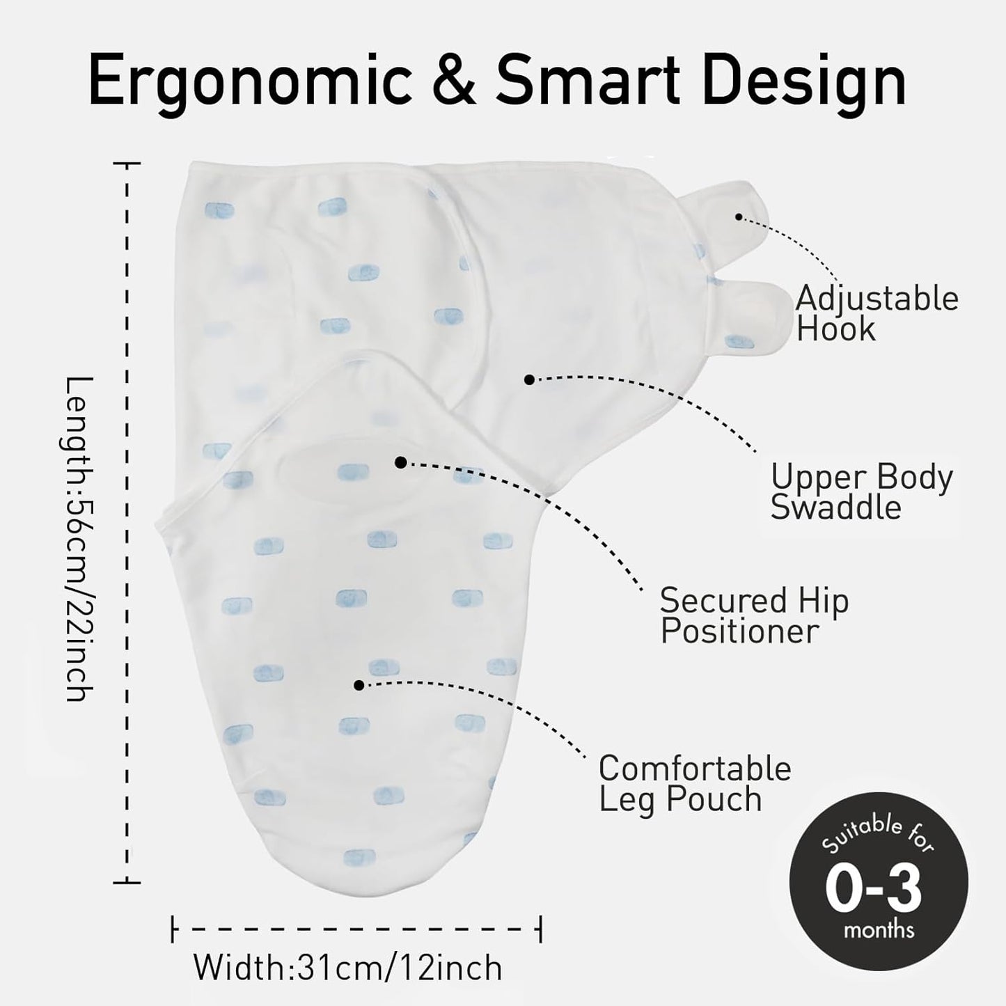 GLLQUEN BABY Swaddle 0-3 Months - 3 Pack Swaddles for Newborn, Adjustable Newborn Swaddling Wrap for Baby Boys and Girls, Swaddle Blanket Sleep Sack, Dinosaur & World, Easy Change