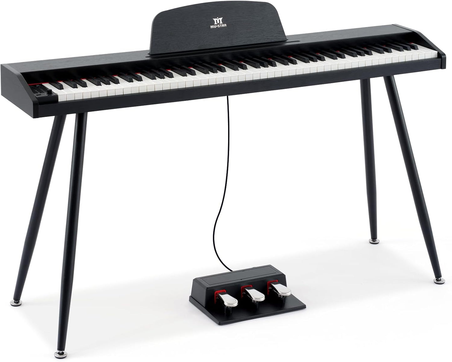 MUSTAR 88 Key Piano Keyboard for Beginners, Semi Weighted Electric Piano Keyboard 88 Keys, Portable Digital Piano 88 Key Weighted with 3-Pedal Unit, Built-In Speakers, USB/MIDI Connecting (Black)