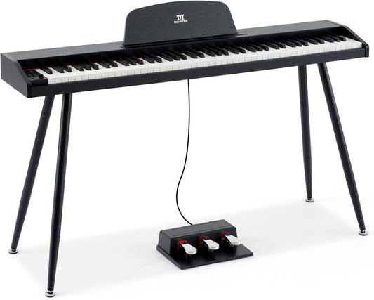 MUSTAR 88 Key Piano Keyboard for Beginners, Semi Weighted Electric Piano Keyboard 88 Keys, Portable Digital Piano 88 Key Weighted with 3-Pedal Unit, Built-In Speakers, USB/MIDI Connecting (Black)