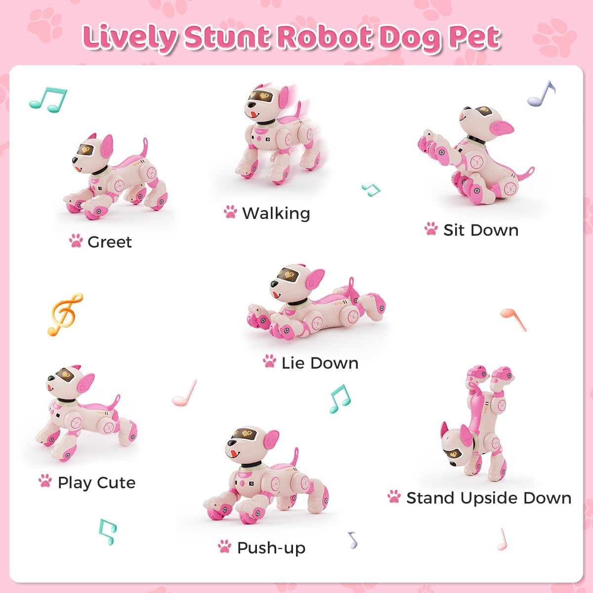 VATOS Robot Dog Toy for Kids, Voice & 2.4GHz Remote Control Robot Pet with Interactive Touch Sensors, Over 20+ Responses, Program Mode, Robotic Puppy Toy for Kids Boys & Girls