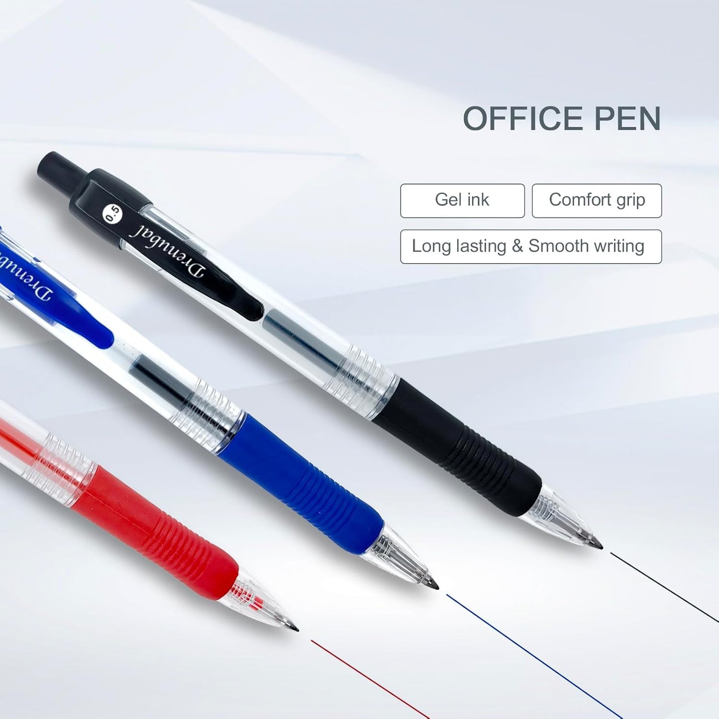 Assorted Color Quick-Dry Ballpoint & Gel Ink Pens - 12-Pack 0.5mm Fine Point Retractable for School Office, Rubber Grip - Smooth Writing Pens