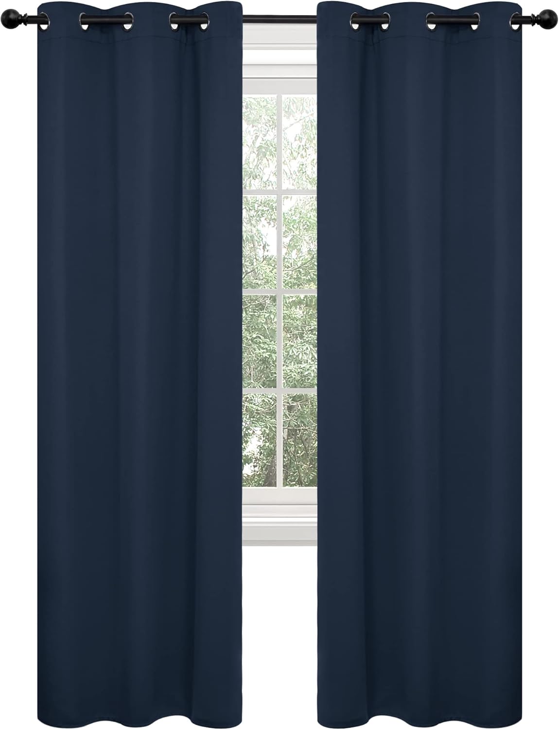 Deconovo Room Darkening Curtains with Grommets Blackout Thermal Insulated Noise Reducing Pair of Shades for Adults Bedroom Kids Baby Girl Boy Nursery Hall, Set of 2, Each Panel 42x95 in, Navy Blue
