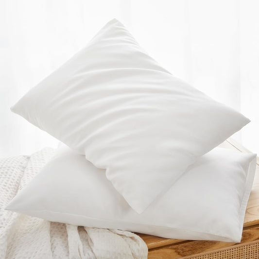 TILLYOU Toddler Pillowcase 2 Pack with Envelope Closure,13" x 18" Silky Soft Microfiber Travel Kids Pillow Cases for Boys and Girls,Pure White