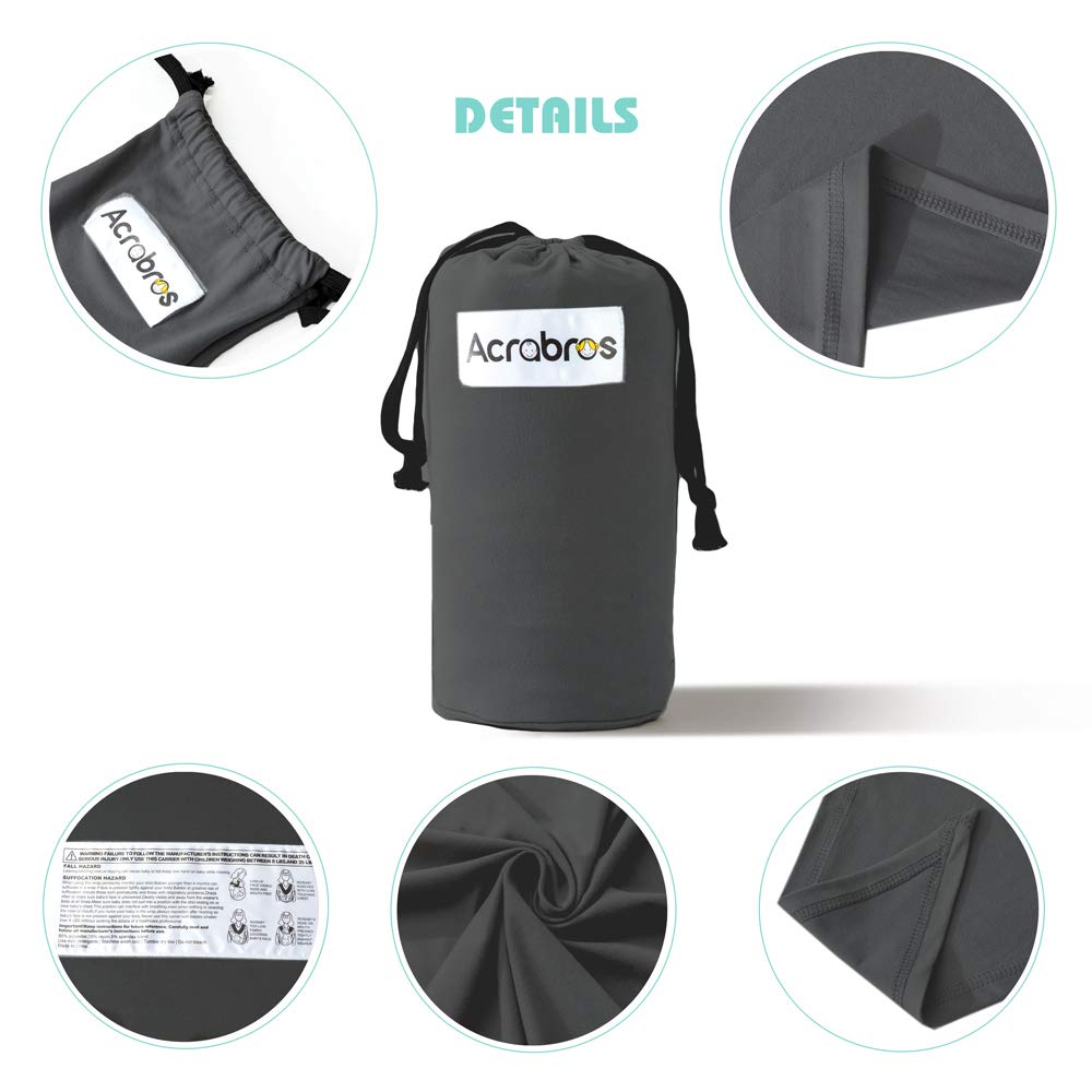 Acrabros Baby Wrap Carrier,Hands Free Baby Carrier Sling,Lightweight,Breathable,Softness,Perfect for Newborn Infants and Babies Shower Gift,Charcoal Grey