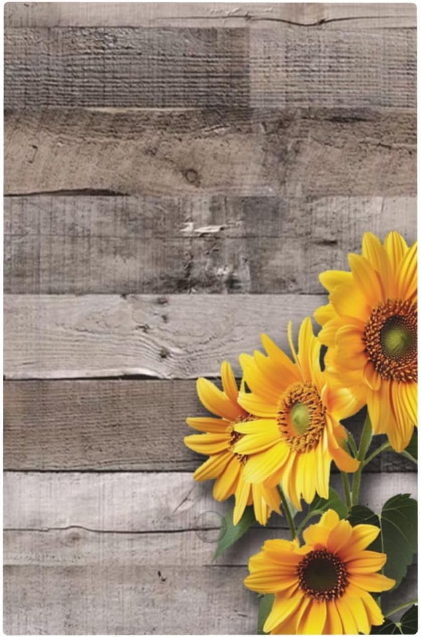 Sunflower Rustic Brown Gray Wood Light Switch Cover Plate 1 Gang No Device Blank Electrical Wall Plates Faceplate Decorative Switch Plate for Farmhouse Home Decor
