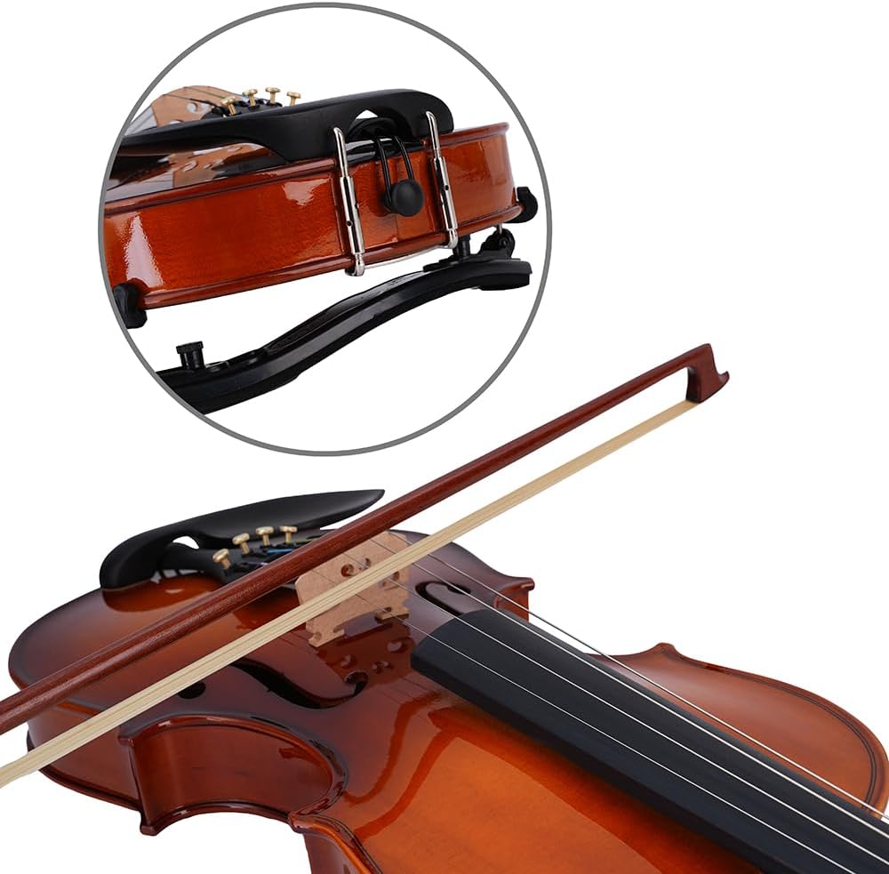 Rhythm Violin Set for Beginners,Acoustic Violins Starter Kit Package for Student,Beginners Fiddle with Hard Case, Rosin, Shoulder Rest, Bow, and Extra Strings (NATURAL, 1/4)