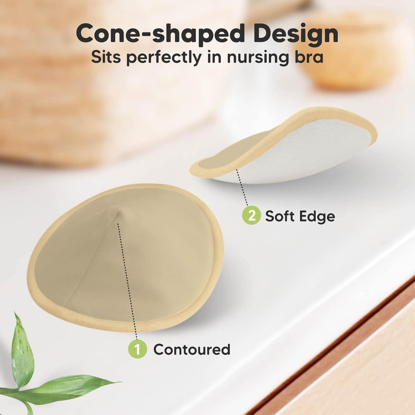 Organic Nursing Pads - 14 Washable Viscose Derived from Bamboo Breastfeeding Pads, Wash Bag, Reusable Breast Pads for Breastfeeding, Nipple Pads for Breastfeeding Essentials(Earth, M 3.9")