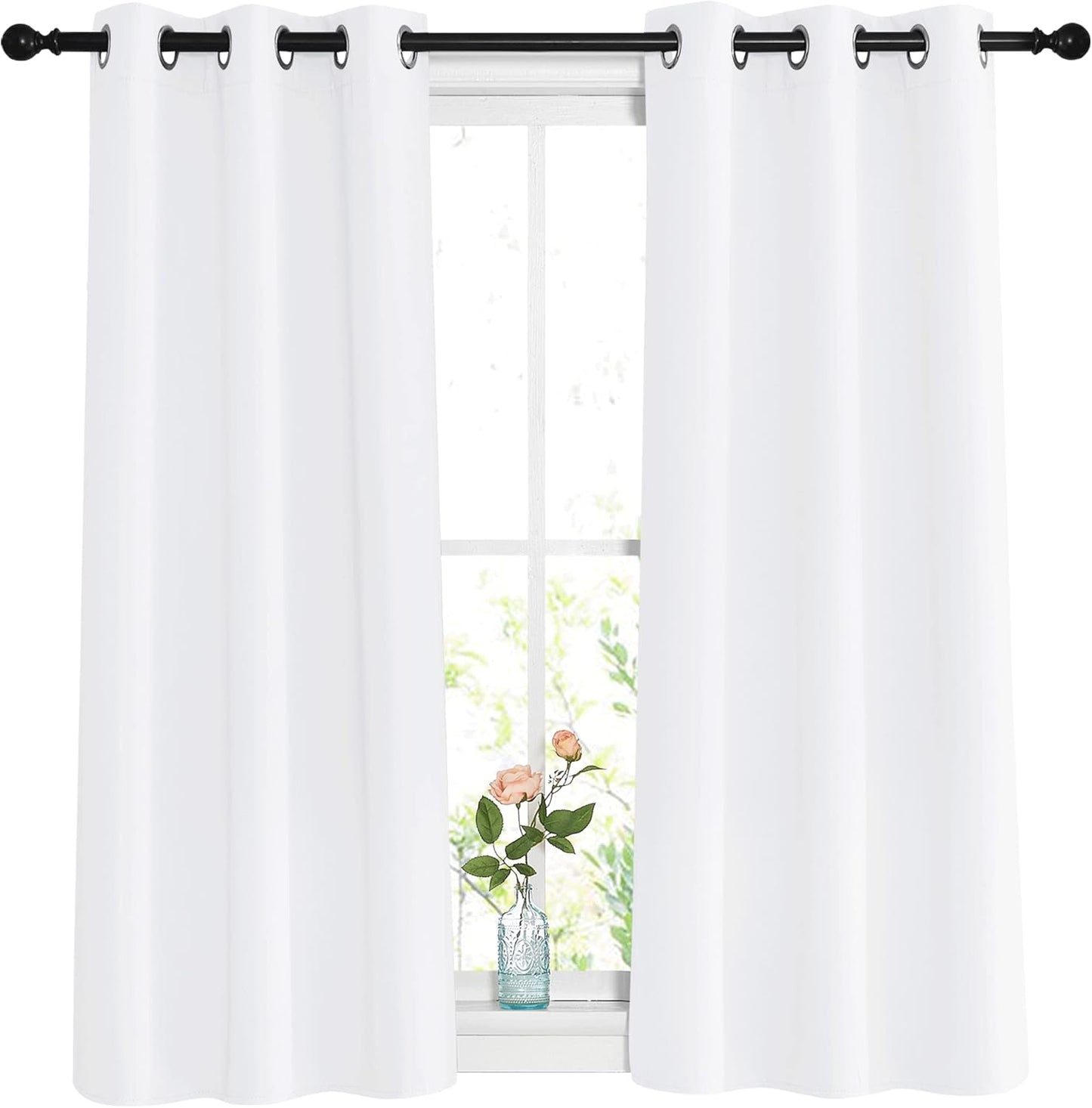 NICETOWN White Room Darkening Curtain Panels - Triple Weave Thermal Insulated Decorative Grommet 50% Light Blocking Window Curtains for Bedroom/Kitchen (Set of 2, W37 x L48)
