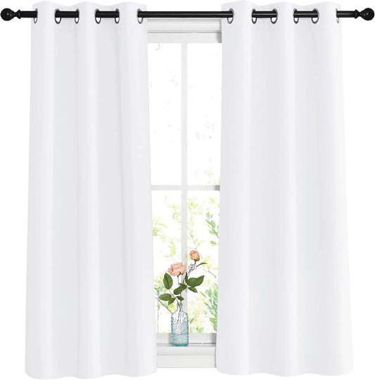 NICETOWN White Room Darkening Curtain Panels - Triple Weave Thermal Insulated Decorative Grommet 50% Light Blocking Window Curtains for Bedroom/Kitchen (Set of 2, W37 x L48)