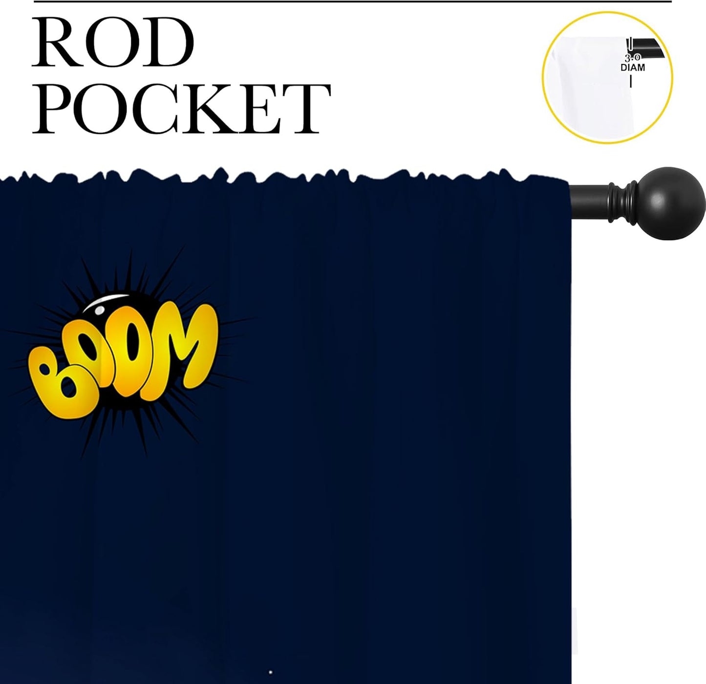 Superhero Rod Pocket Blackout Curtains for Boy Girl Bedroom, Cartoon Skyline Buildings Cityscape Home Energy Efficient Light Filtering Window Curtain for Living Room, 42x63 inch