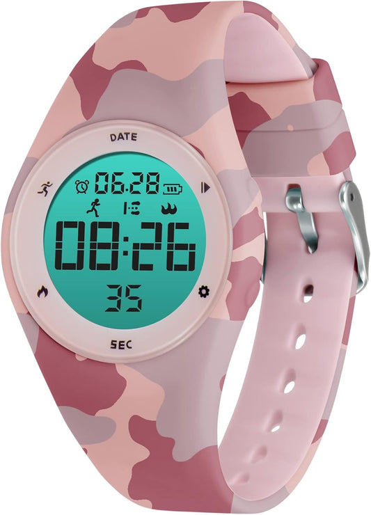 Kids Watches for Girls Boys Digital Sport Watch with Step Counter Pedometer Vibration Alarm Clock, No App Waterproof Fitness Tracker Kids Watch Boys Girls Teens Students Ages 5-16