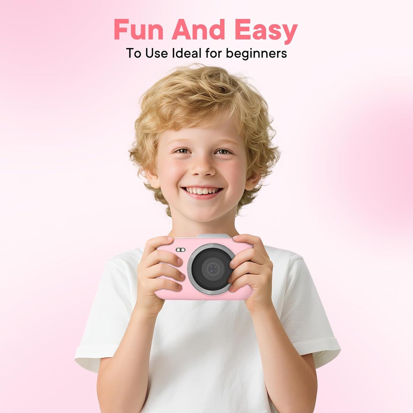 Digital Camera 4K 64MP - Vlogging Camera for Kids & Beginners | 18X Zoom Point and Shoot Camera Anti Shake, Compact with Flash, Gift for Boys Girls(Pink+Silver)