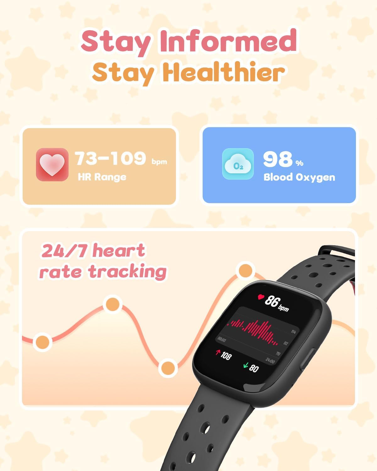 Kids Watch for Boys 5-12, Kids Smart Watch Fitness Tracker Pedometer, No Phone Needed, Puzzle Games with Parental Control, IP68 Waterproof, Heart Rate, Sleep Monitor, Step Counter, 80 Sports