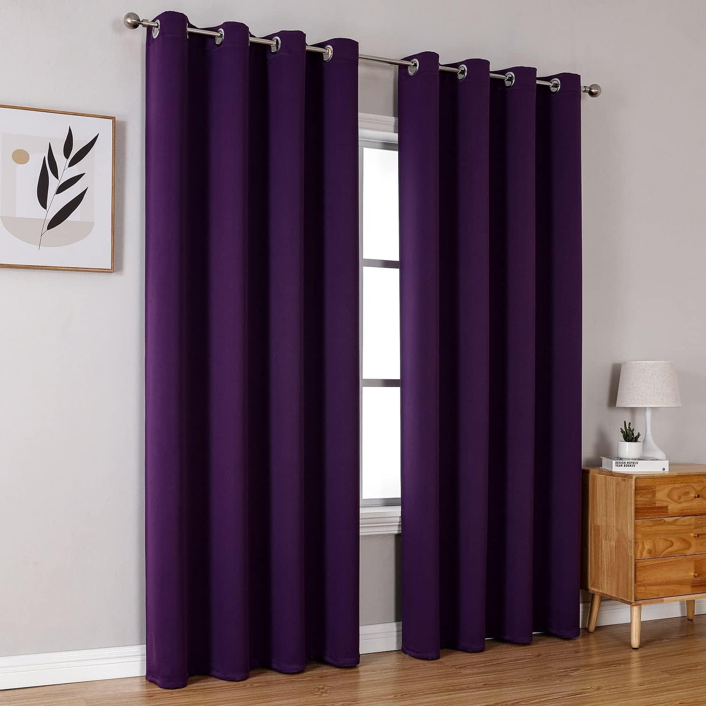 ChrisDowa Blackout Curtains 80 Inches Long 2 Panels Set for Living Room, Grommet Thermal Insulated Room Darkening Curtains for Bedroom (Royal Purple, 52 x 80 Inch)