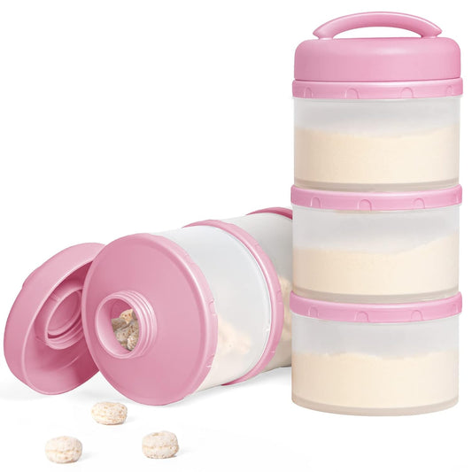 Termichy Stackable Formula Dispenser Portable Milk Powder Container, 2 Pack, Baby Pink
