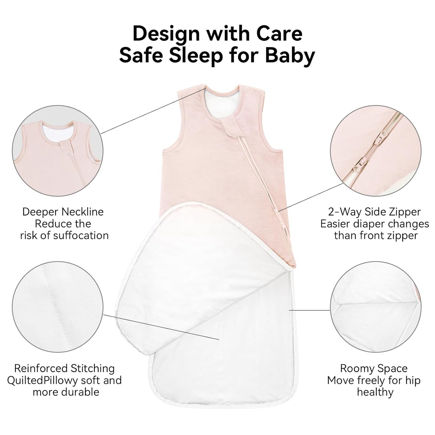 Rayon Made from Bamboo Sleep Sack 0-6 Months 1.0 Tog Ultra Soft Baby Wearable Blanket 0-3 Months Sleeping Sack 3-6 Months for Infant Newborn Babies Unisex Girl Boy 2-Way Zipper Breathable Lightweight