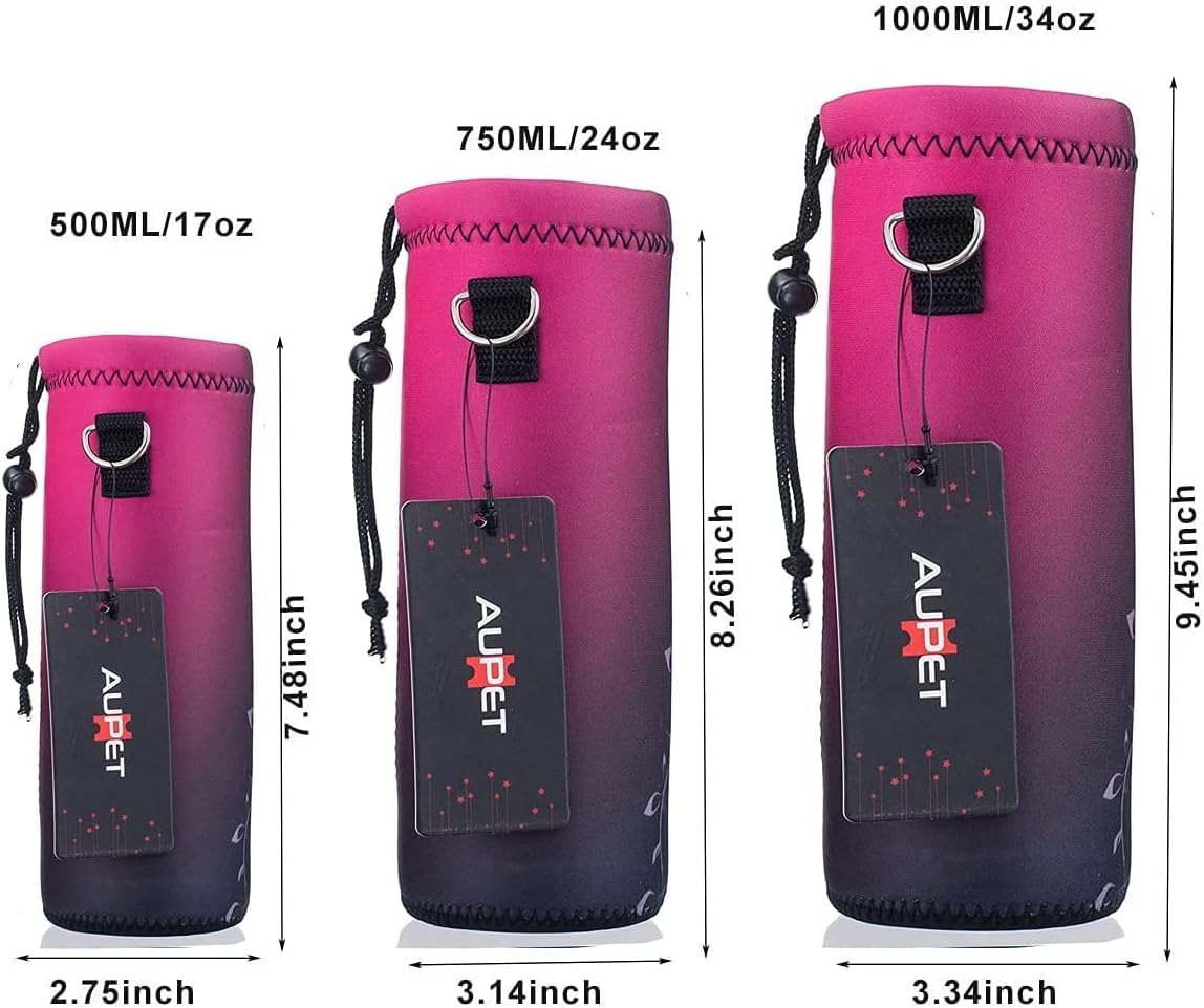 AUPET Water Bottle Sling Bag Carrier Crossbody Sleeve,Insulated Neoprene Bottle Case Holder Pouch Cover 500ML/17oz with Shoulder Strap for Walking Women Men
