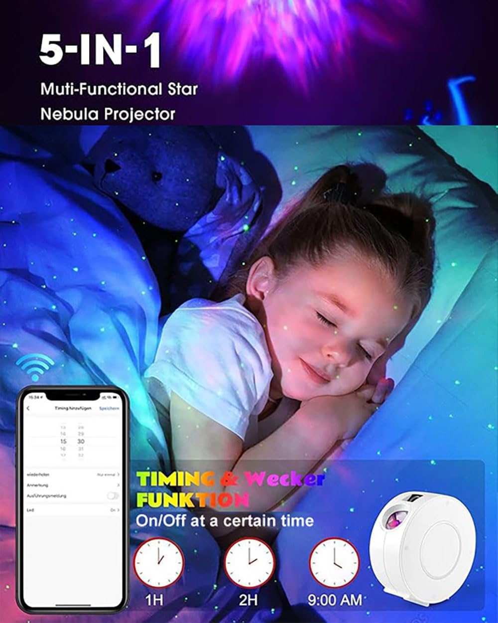 Galaxy Projector for Bedroom, Star Projector,Smart APP & Voice Control Galaxy lamp, Compatible with Alexa & Google Home, for Kids Adults Bedroom,Room Decor,Game Room,Party (Green Stars)
