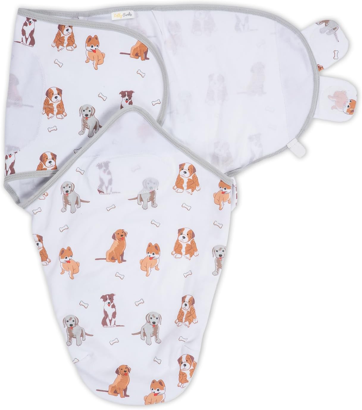 LollyBanks Baby Swaddles, 100% Organic Cotton Swaddles for Newborn Boy and Girl, 0-3 Months Swaddle Sacks with Easy Change Zipper, Swaddle Neutral Baby Registry (Puppies Print)