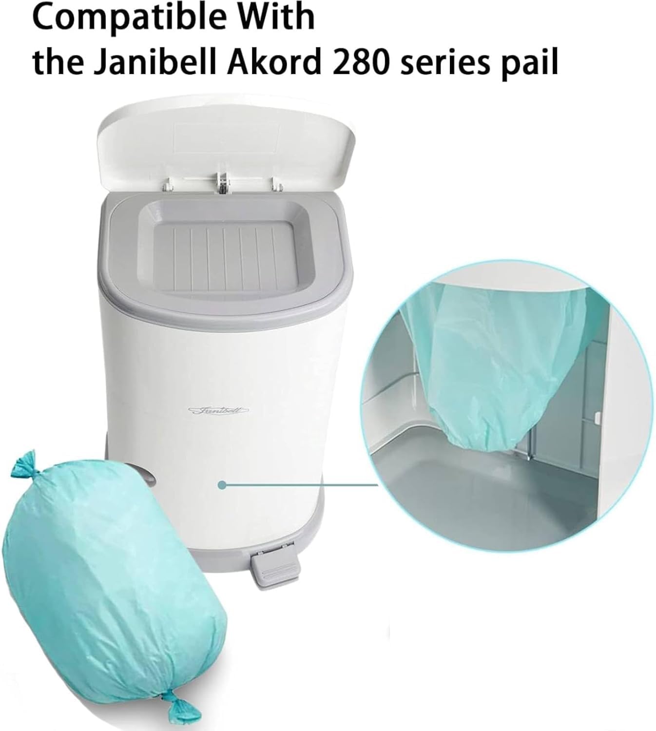 Adult Diaper Liner Refills, Compatible with Janibell Akord 280 Slim Model Pail, Odor-Seal Technology, Adult Diaper System, A Single Liner Pack Will Last Holds Up to 550 Diapers/Briefs, 6-Pack