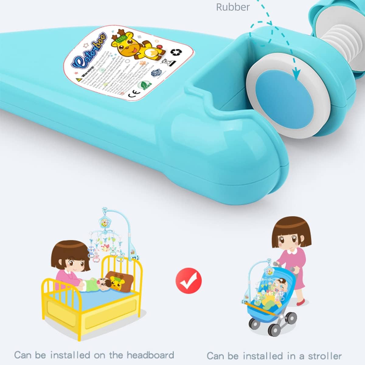 Baby Crib Mobile with Lights and Musicial, Remote, Projector, Newborn Gift for Ages 0+ Months (Blue-Bee)