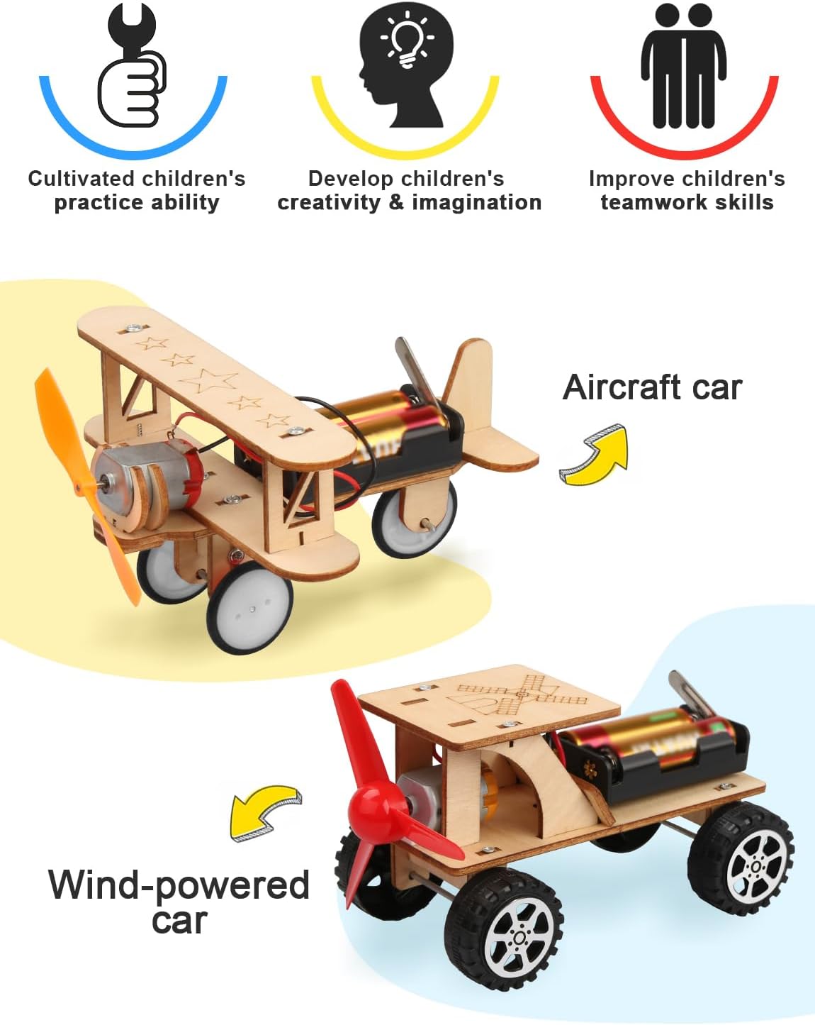 Poraxy 5 in 1 STEM Kits for Kids Age 8-10, Science Building Project Craft for 8-13, Model Car Kit, STEM Toys for Boys Girls Age 8-12, Wooden 3D Puzzles, Birthday Gifts for 6 7 8 9 10 11 12 13 Year Old
