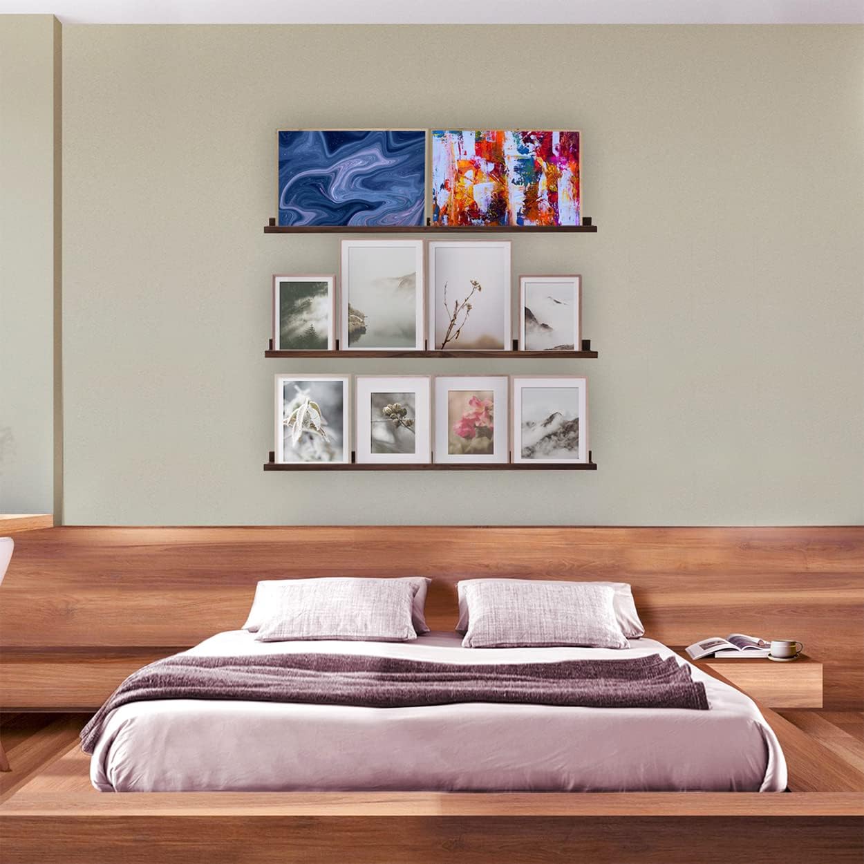 AZSKY 36 Inch Wall Mounted Floating Shelves for Home Decoration,Picture Display Wall Ledge Shelf for Bedrooms,Office,Living Room, Kitchen, Deep Walnut Wood Wall Shelf,3 Same Sizes