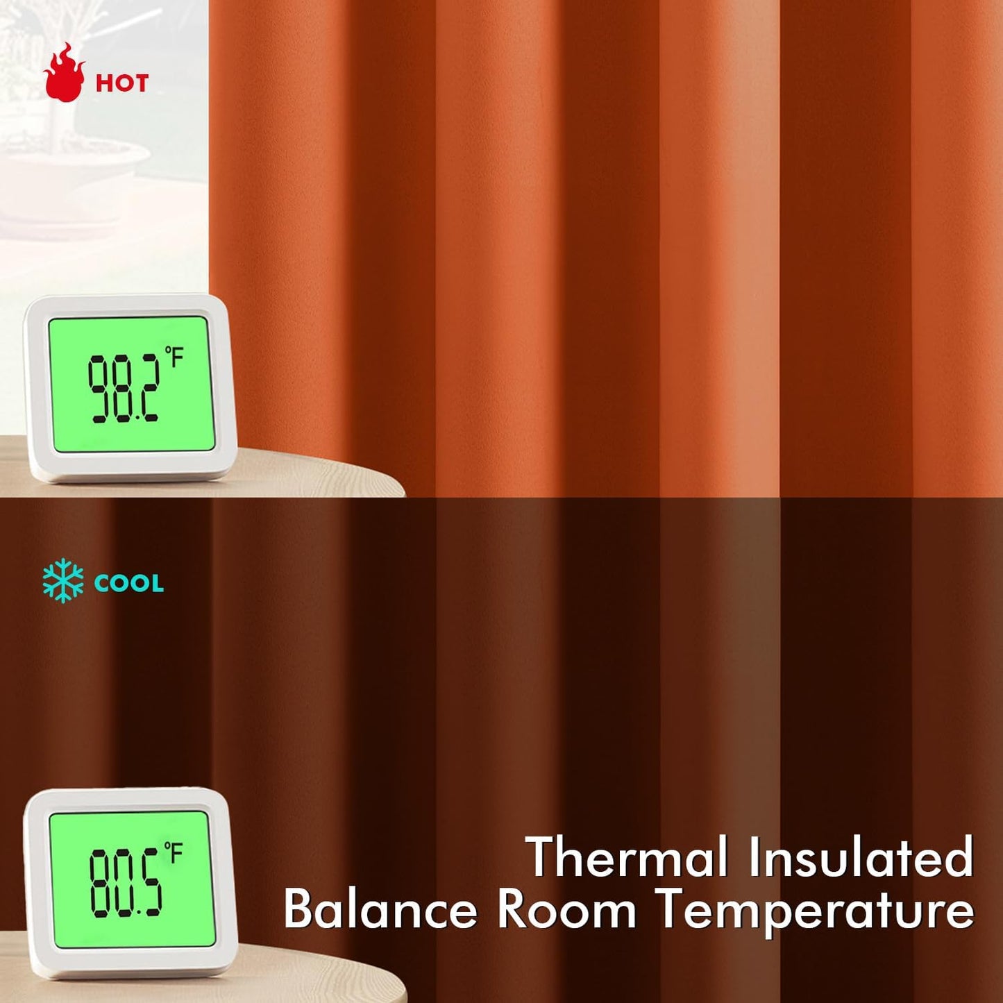 MIULEE Orange Blackout Curtains for Bedroom 72 Inches Long 2 Panels, Thermal Insulated Room Darkening Fall Drapes Grommet Noise Reduction Light Blocking Window Treatments Fall Decor W40 x L72 Inch