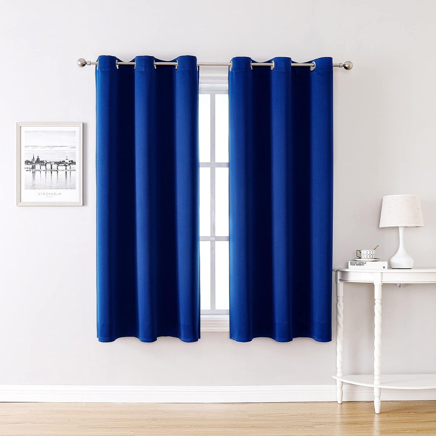 ChrisDowa Grommet Blackout Curtains for Bedroom and Living Room - 2 Panels Set Thermal Insulated Room Darkening Curtains (Royal Blue, 38W x 54L)