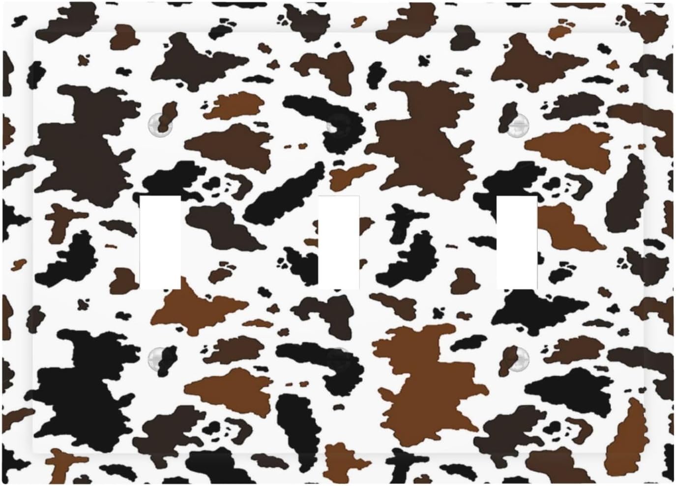 Decorative Switch Plates Rustic Cowhide Highland Cow Milk Cow 3 Gang Wall Plate Triple Toggle Light Switch Cover Faceplate Electrical Wall Panels For Farmhouse Home Decor