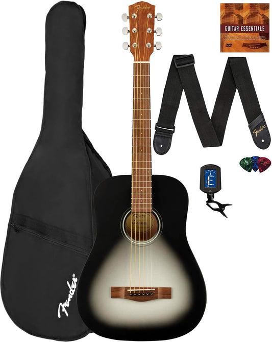 Fender FA-15 3/4-Scale Kids Steel String Acoustic Guitar - Moonlight Burst Bundle with Gig Bag, Tuner, Strap, Picks, Fender Play Online Lessons, and Austin Bazaar Instructional DVD