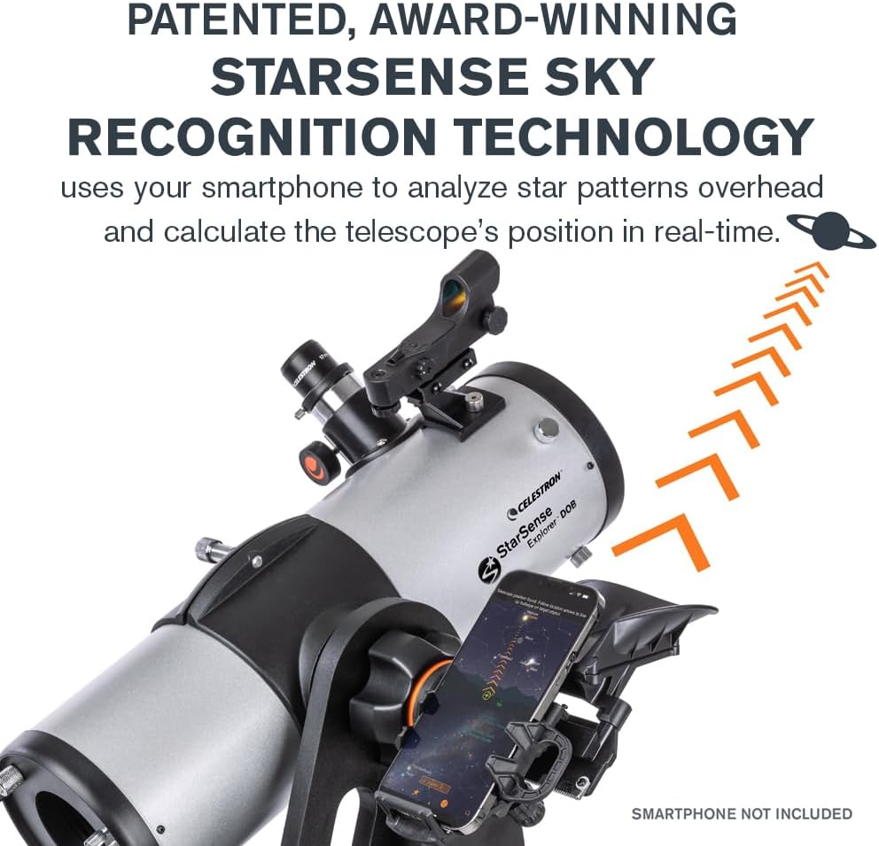 Celestron StarSense Explorer 114AZ App-Enabled Telescope – 114mm Tabletop Dobsonian with Smartphone Dock & StarSense App – iPhone & Android Compatible – Easy-to-Use for Beginners