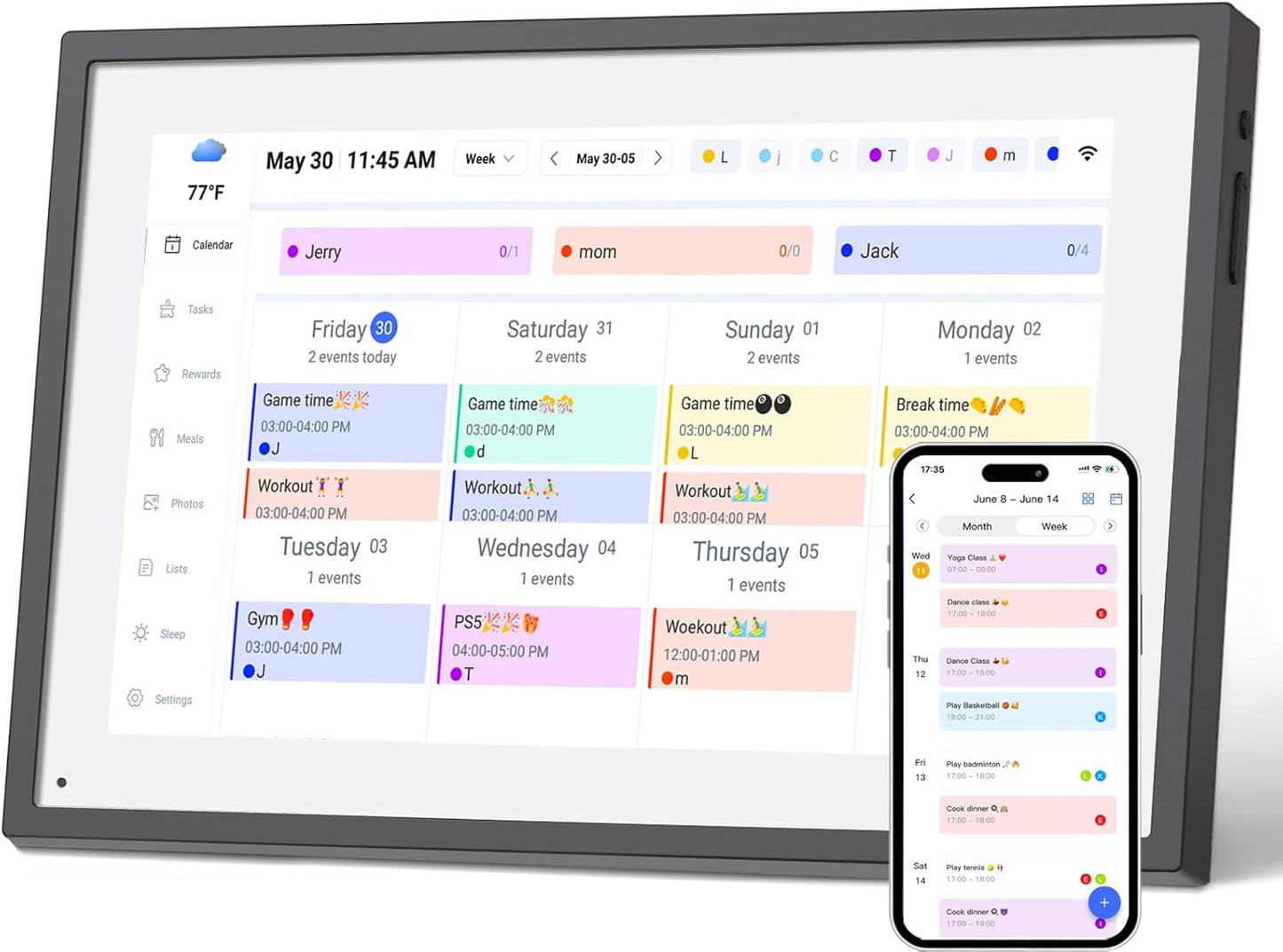 10.1 Inch Smart Digital Calendar Planner & Chore Chart, IPS HD Touchscreen Interactive Display for Family Schedules, Built-in Digital Picture Frames Function - Streamline Household Organization