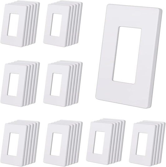 CML Matte White 1-Gang Screwless Decorative Wall Plates, 40 Pack Decorator Light Switch Covers, Standard Size 2.91” X 4.68”, Scratch and Impact Resistant, Polycarbonate