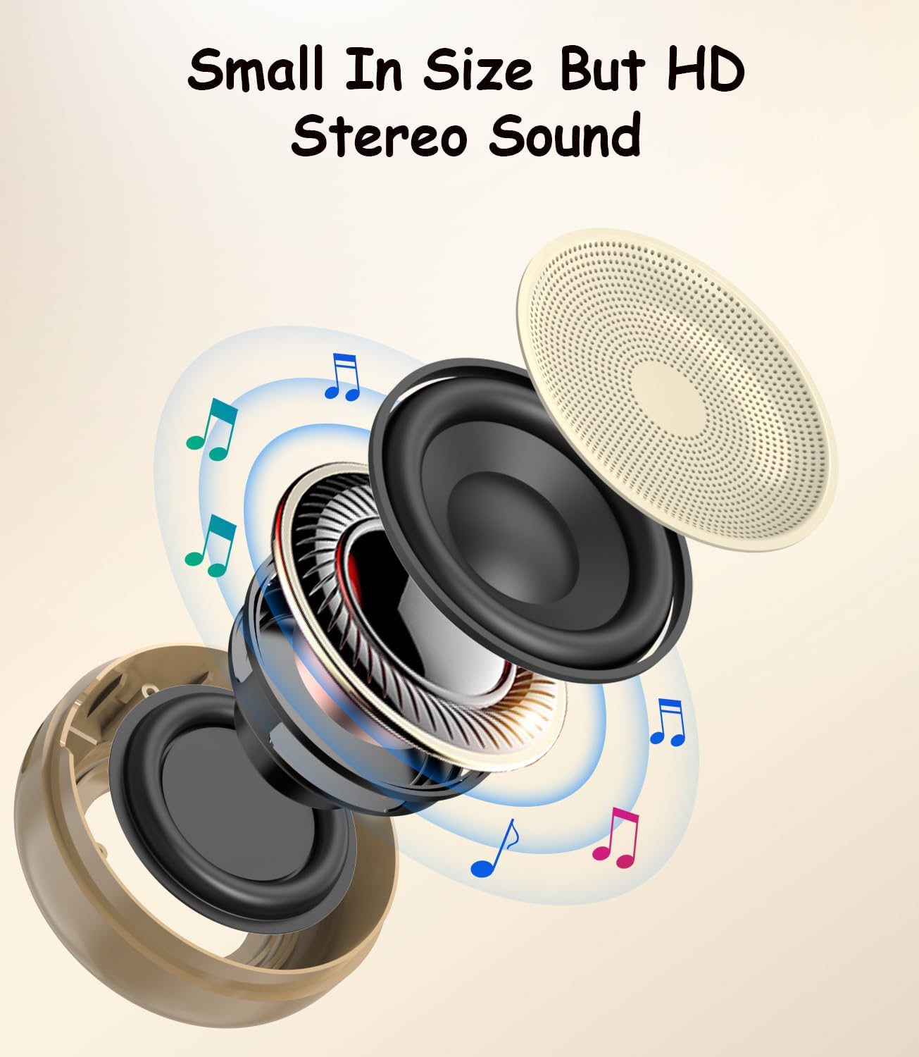 EWA Portable Mini Metal Karaoke Machine, Bluetooth Karaoke Speaker with 2 Wireless Microphones, Ideal Gifts for Girls Boys Family Home Party Birthday Christmas Toys Gifts-(Beige)