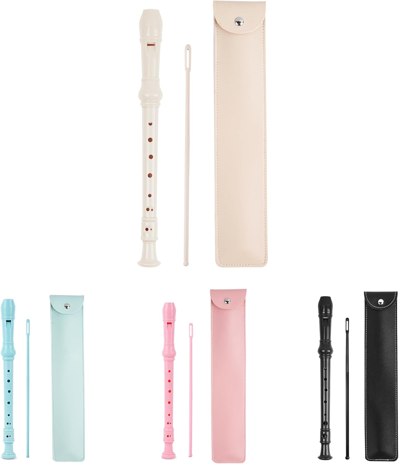 LIZIMANDU Recorder Instrument for Beginner Kids Adults,8-Hole Soprano Descant Recorder Music Flute with with Cleaning Rod & Leather Case For School Student Home Entertainment(2-Beige)