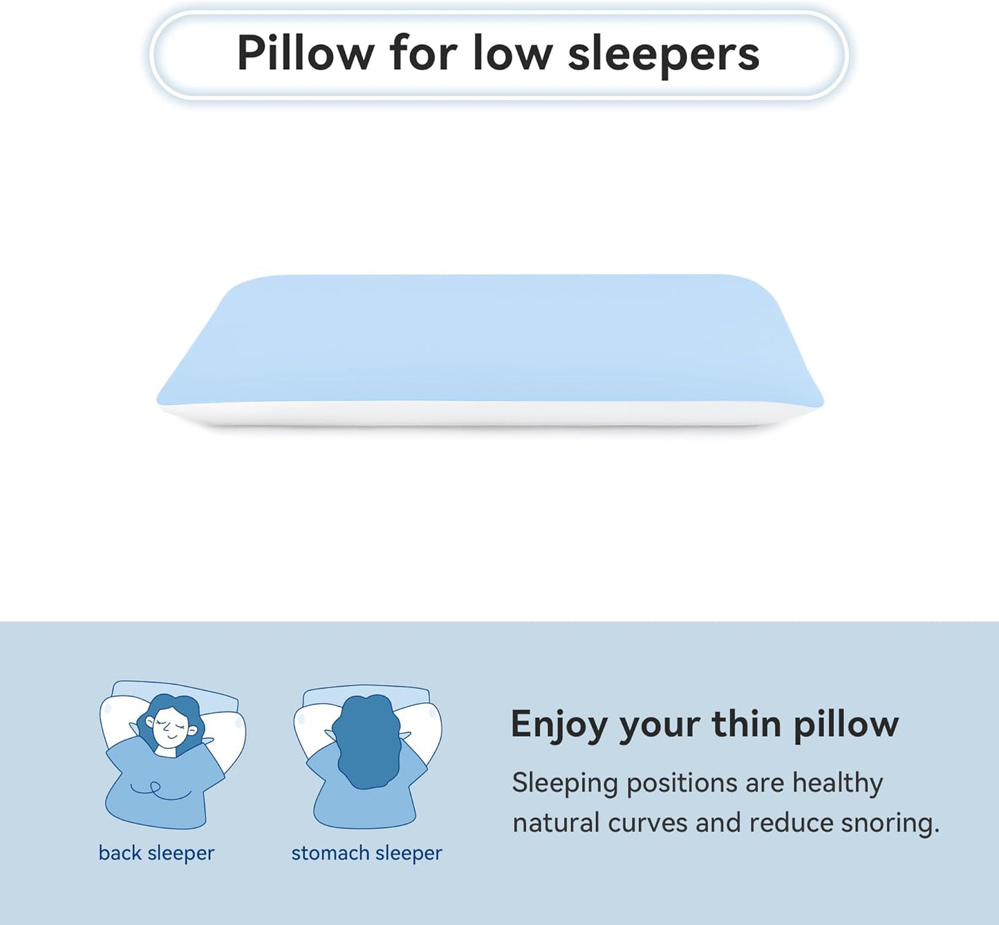 AM AEROMAX 2.75 Inches Standard Size Hyper Slim Memory Foam Pillow for Stomach and Back Sleepers - Thin, Flat Design for Cervical Neck Alignment and Deeper Sleep.
