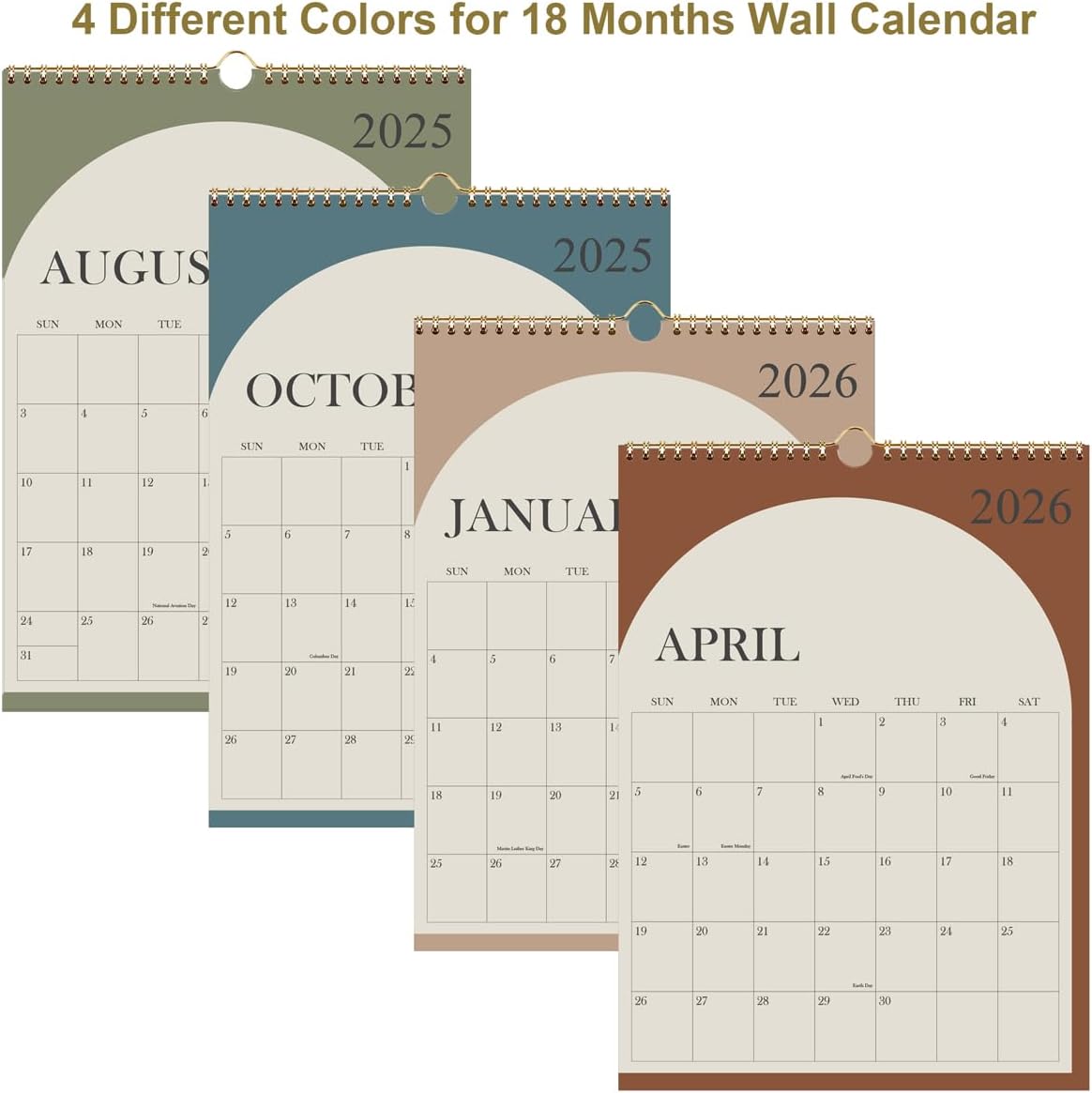 Calendar 2025-2026 - 17 Months Wall Calendar from August 2025 - December 2026, 2025-2026 Wall Hanging Calendar Planner with Thick Paper, 12" x 14.5", Cyan