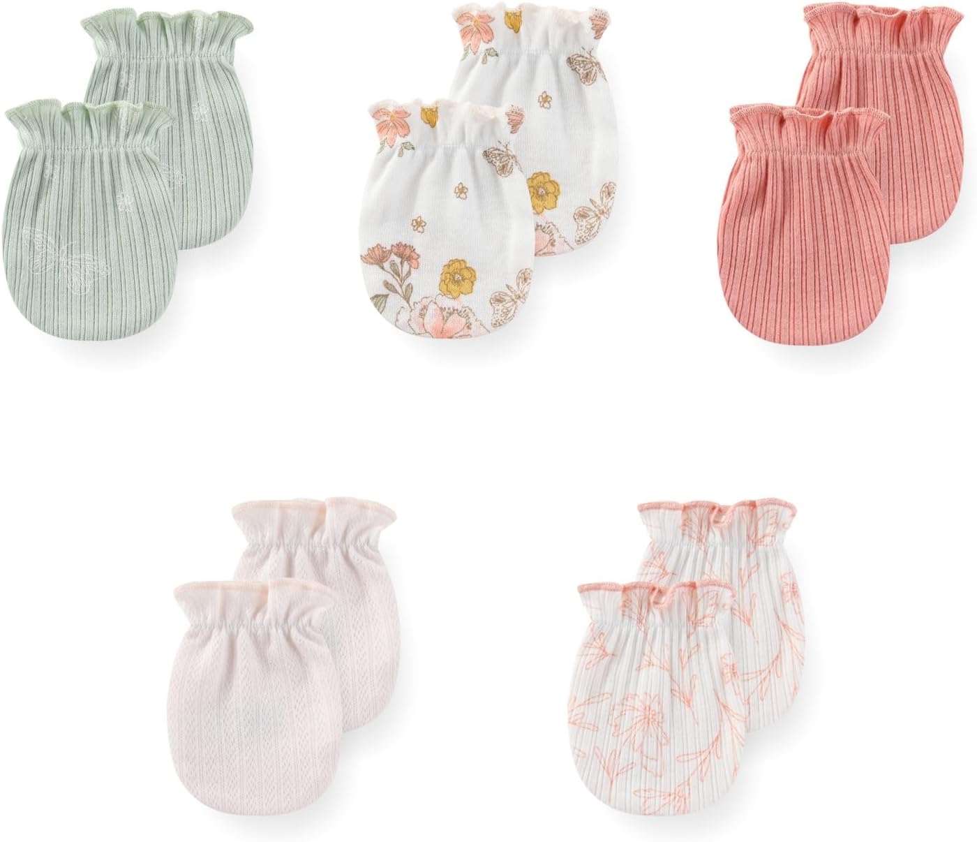 5 Pack Unisex New Born Boy Girls No Scratch Mittens Cotton Soft Baby Gloves Accessory 0-3 Months Infant Essentials