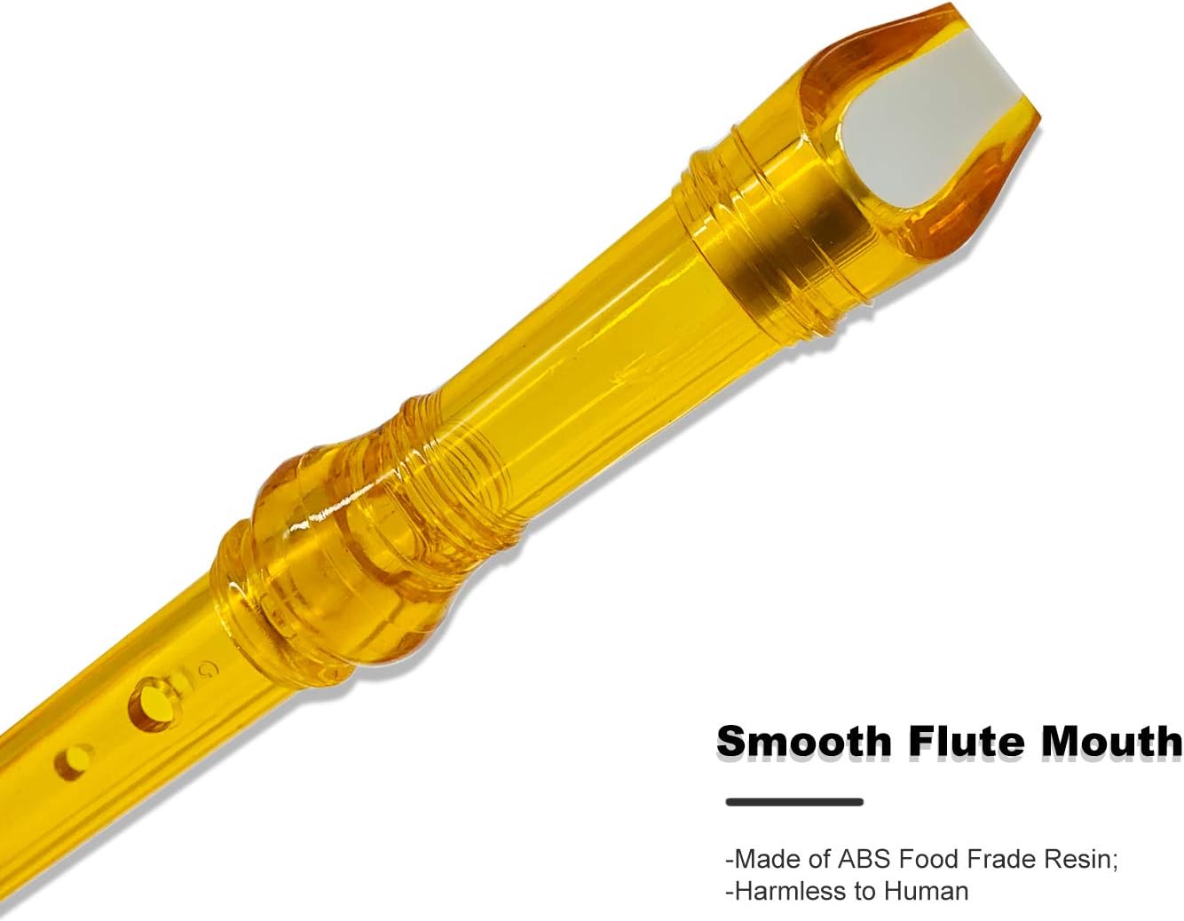 SJOYS ENGIEGEE 8-Hole Soprano Descant Recorder Kids Music Flute with Cleaning Rod & Case Bag For School Student Home Entertainment Transparent Orange