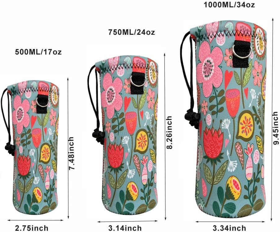 Neoprene Water Bottle Carrier Bag with Adjustable Shoulder Strap for Men Women Walking Hiking,Portable Insulated Holder Case for Stainless Steel/Glass/Plastic Bottles
