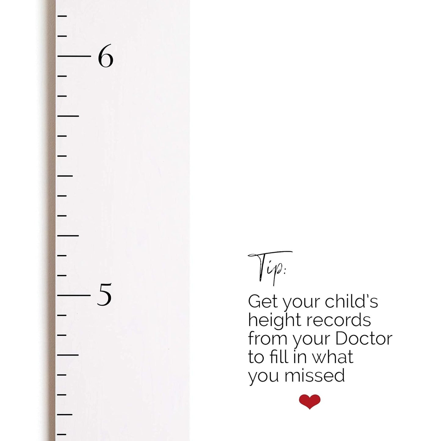 Wooden Growth Chart for Wall - Size Height Chart for Kids, Growth Measuring Board and Kids Height Wall Chart, Growth Chart for Kids, Height Chart for Wall - Modern White (63"x6.7")