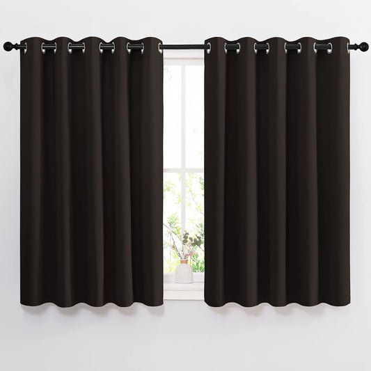 NICETOWN Blackout Curtains Panels for Window - Triple Weave Energy Saving Thermal Insulated Solid Grommet Blackout Drapes for Kitchen (1 Pair, 66 inches by 54 Inch, Toffee Brown)