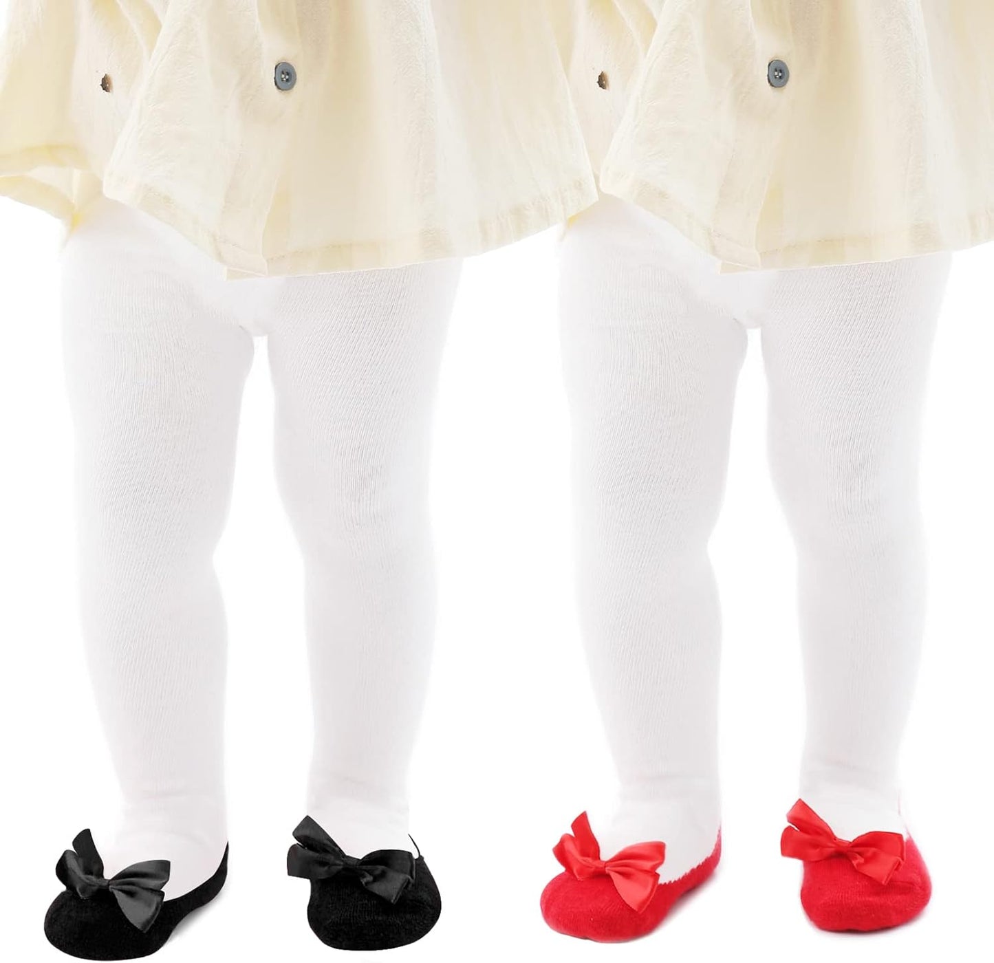 Mini angel Baby Tights Non Slip Baby Girl Tights Plain/Shoe-Look Leggings Seamless Pantyhose Warm Cotton Leggings Non-Skid