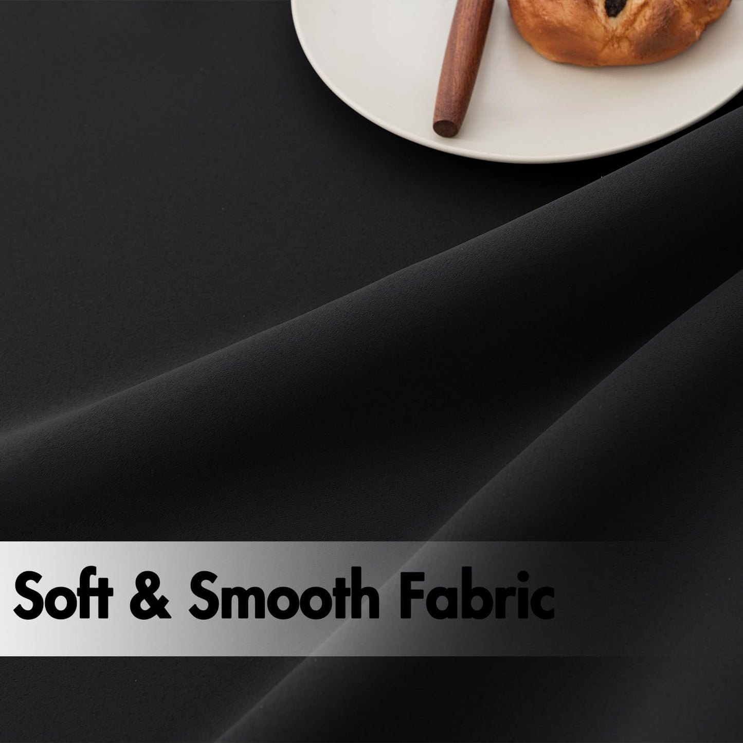 ANRODUO Back Tab Blackout Curtains for Bedroom Living Room, Rod Pocket Pinch Pleated Thermal Insulated Room Darkening Curtains 63 Inches Long 2 Panels, Black, 42 x 63 Inch