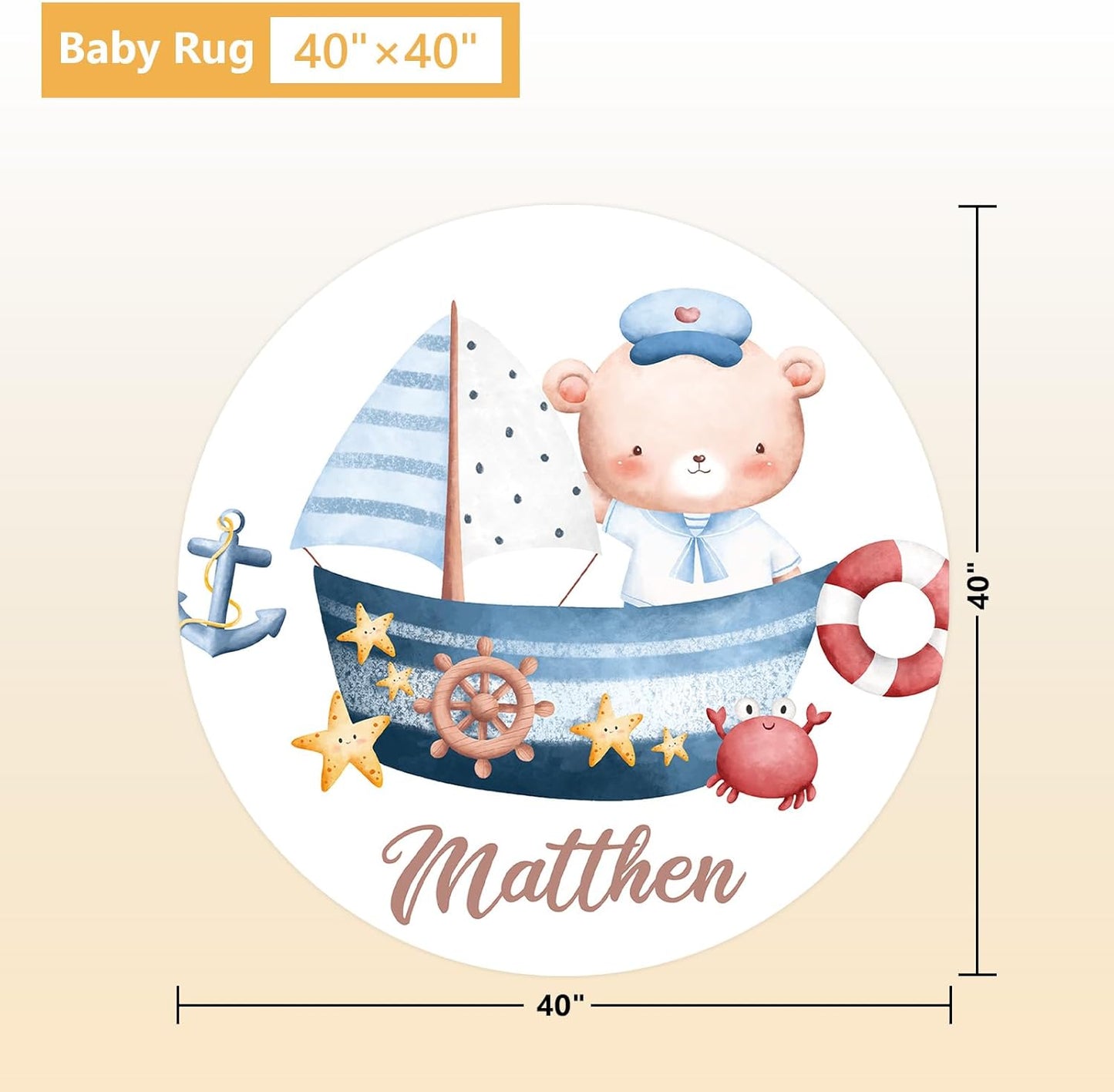 Custom Baby Bedding Set, 5 Pcs Customized Nursery Bedding Set with Name, Comfortable Double Layer Crib Sets for Boys Girls, Personalized Gifts for Infants Toddlers New Parents, Sailing Bear