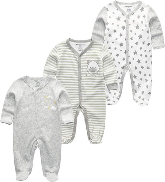 Kiddiezoom Baby and Toddler Boys'Snug Fit Footed One-Piece Romper Jumpsuit Cotton Cotton Footed Outfit