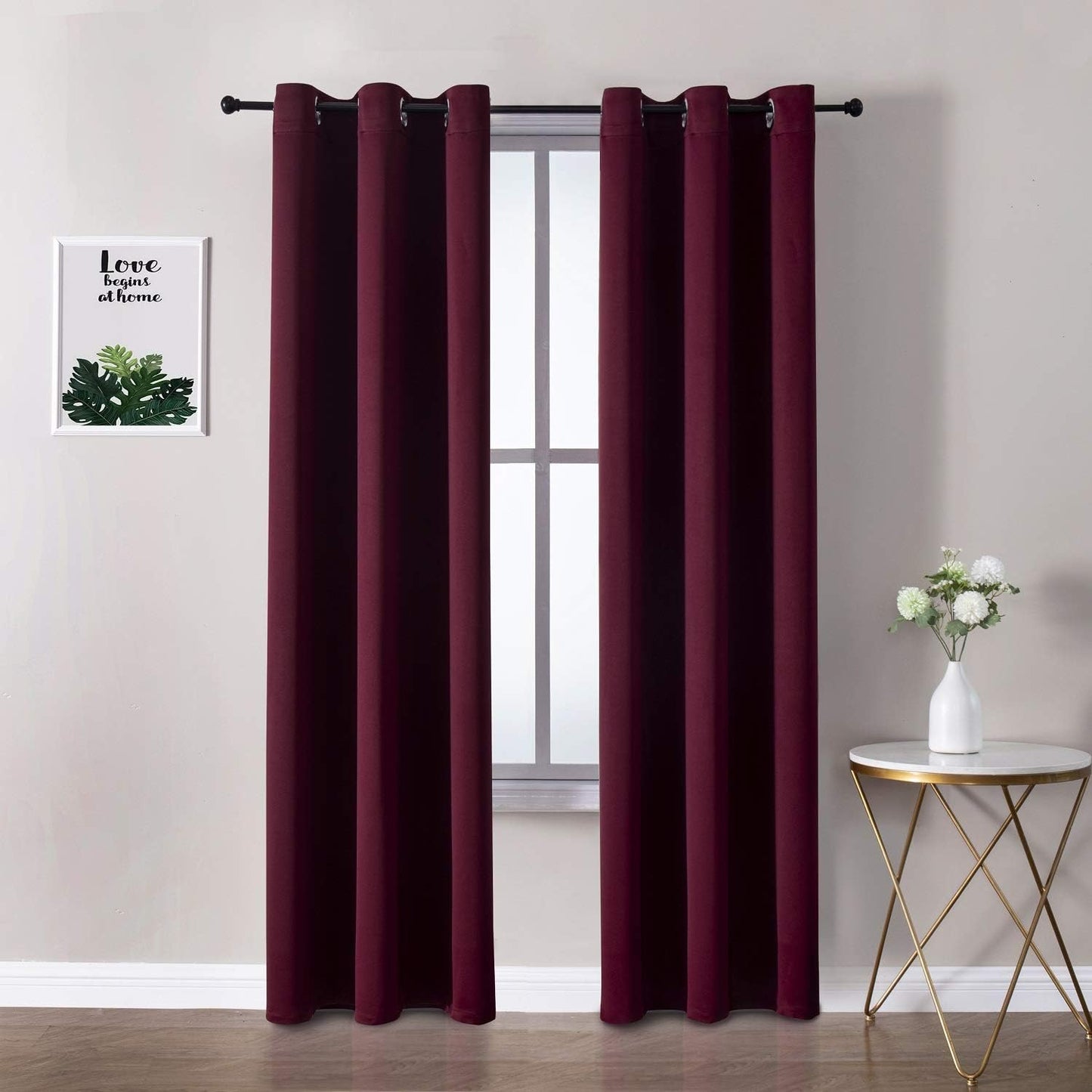 ChrisDowa Burgundyout Curtains 72 inches Long for Bedroom - 2 Panels Set Grommet Thermal Insulated Room Darkening Curtains for Living Room (Burgundy, 42 x 72 Inch)