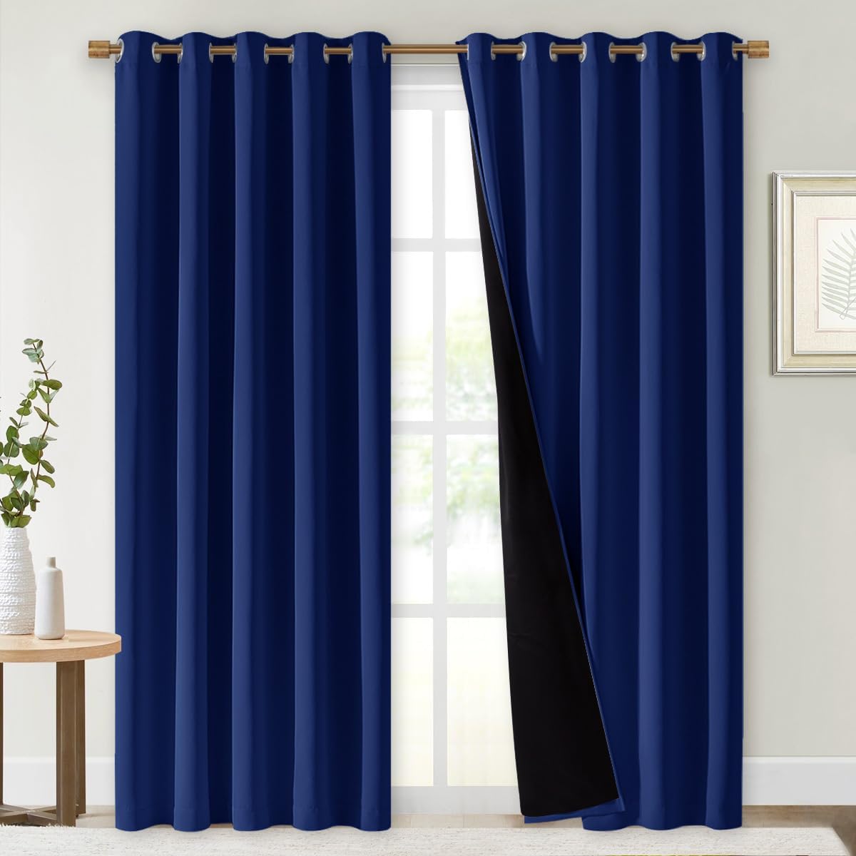 NICETOWN Full Shade Curtain Panels, Royal Blue, 70 x 84 inch, Pair of Energy Smart & Noise Blocking Out Blackout Drapes for Dining Room Window, Thermal Insulated Guest Room Lined Window Dressing